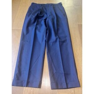 Lands End Men's Dress Pants Vintage Size 34x28 Wool Blue Straight Leg Relaxed